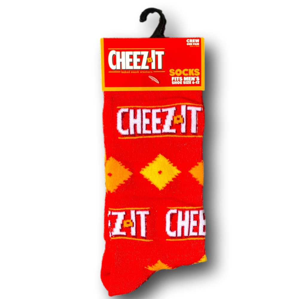 3/$20 Cheez It Crackers Logo Funny Novelty Crew Socks - NWT